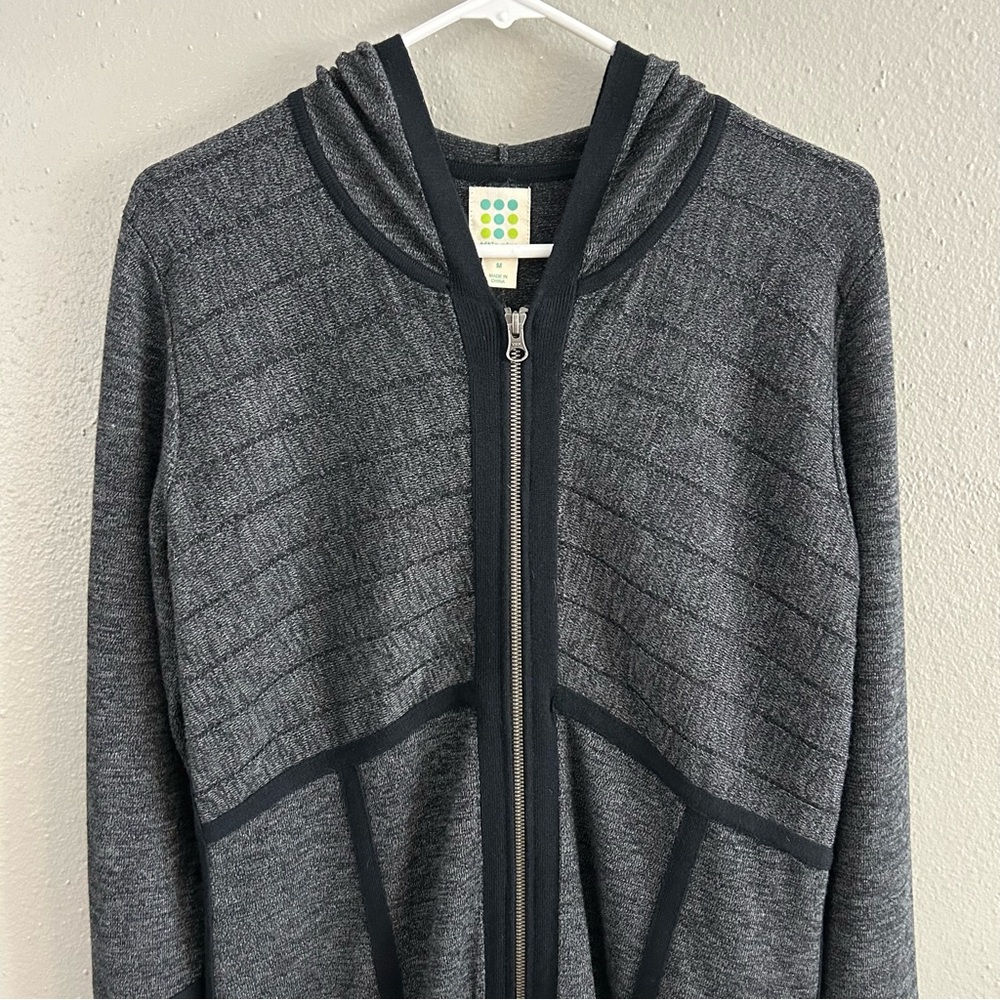 Title Nine Merino Wool Blend Full Zip Cardigan Duster Sweater Hooded Dress Sz M - Picture 2 of 9